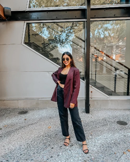 A Deep Burgundy Blazer Look