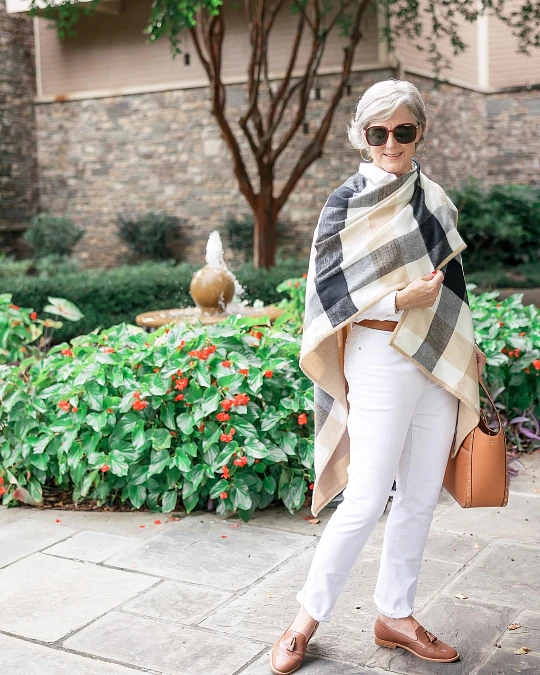 Plaid Wrap and White Denim