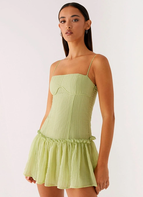Pistachio Drop Waist Mini Dress