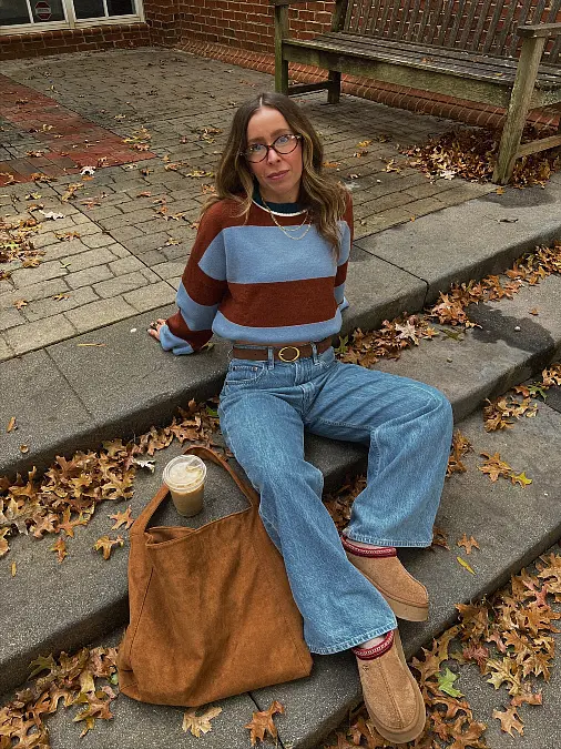 Rust Stripes and Wide-Leg Denim