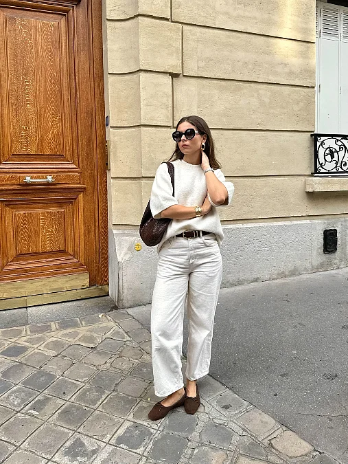 Ivory Knit and White Jeans