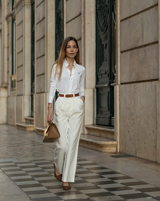 White Shirt and Tailored Trousers