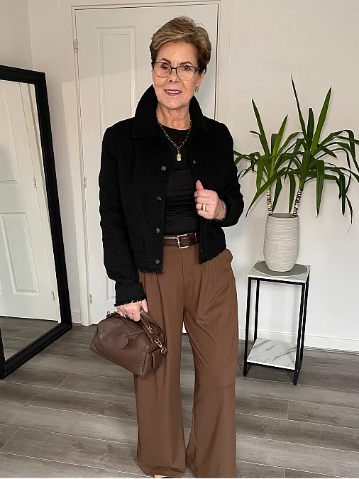 Black Jacket and Chocolate Trousers