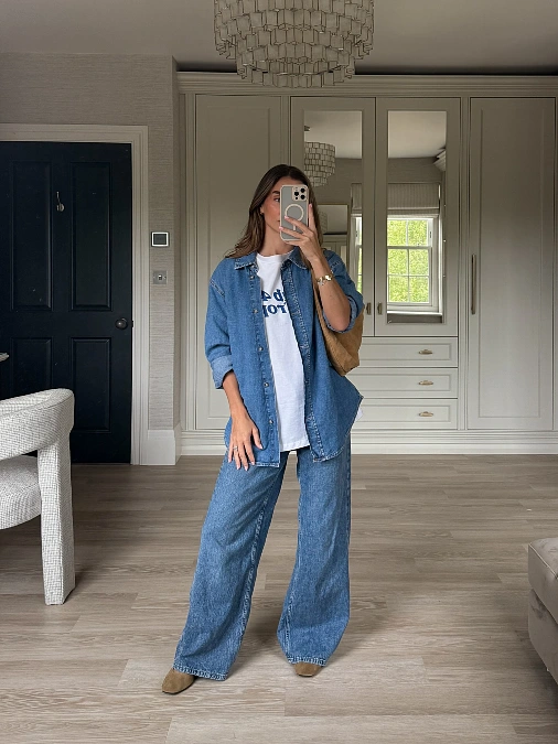 Double Denim with a Graphic Tee