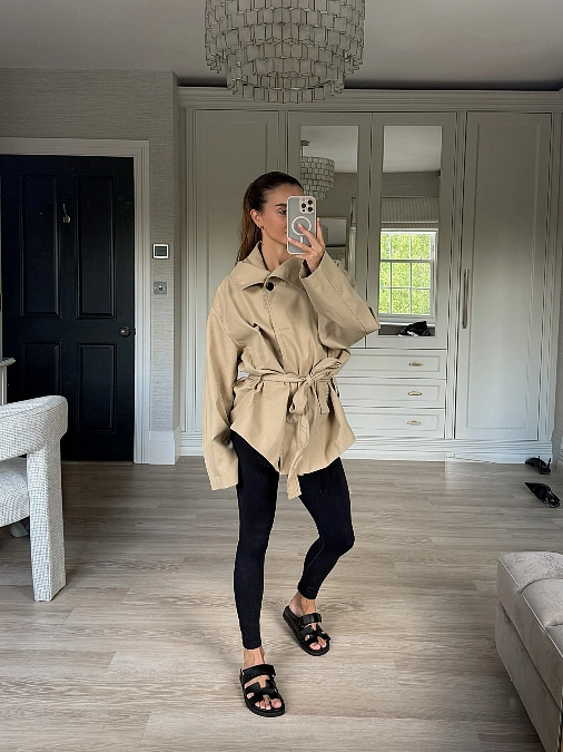 Belted Utility Jacket + Black Leggings