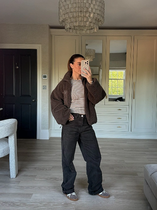 Chocolate Fleece and Striped Tee