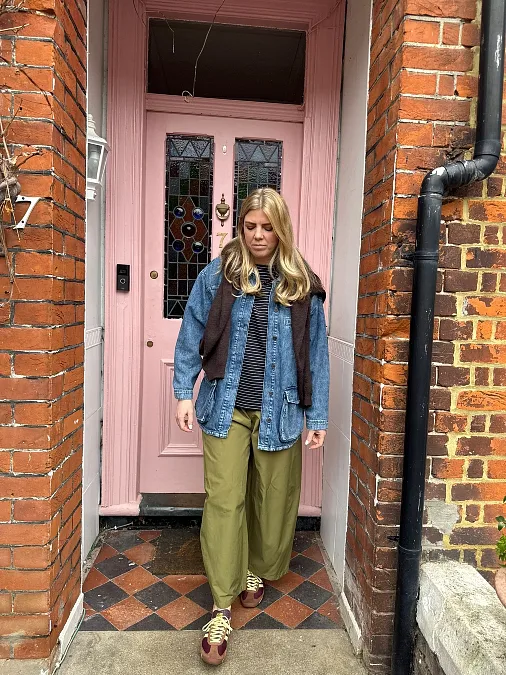 Denim Chore Jacket and Olive Trousers