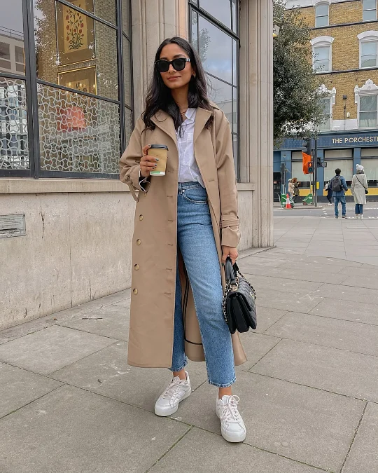 Camel Single Breasted Trench Coat
