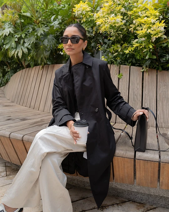 Black Double Breasted Trench Coat