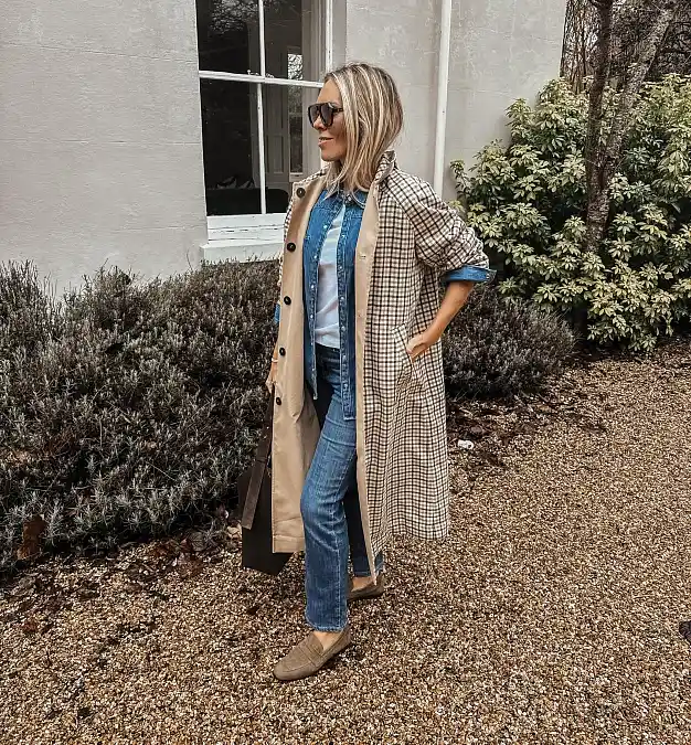 Reversible Check Trench Coat