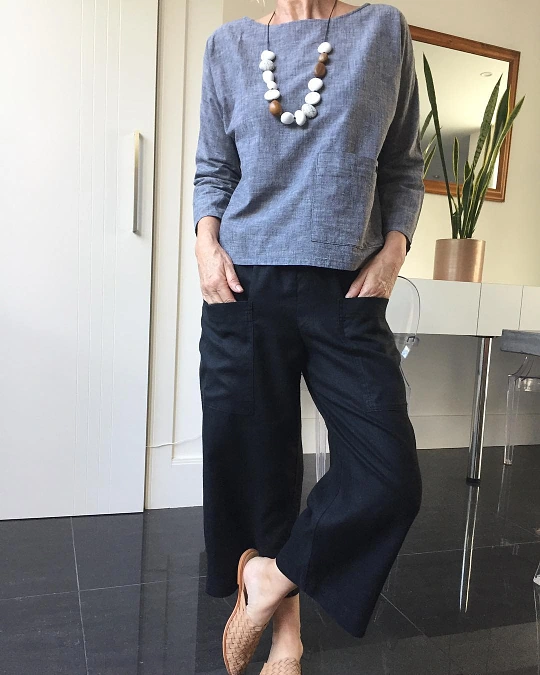 Boxy Linen Top and Wide Leg Trousers