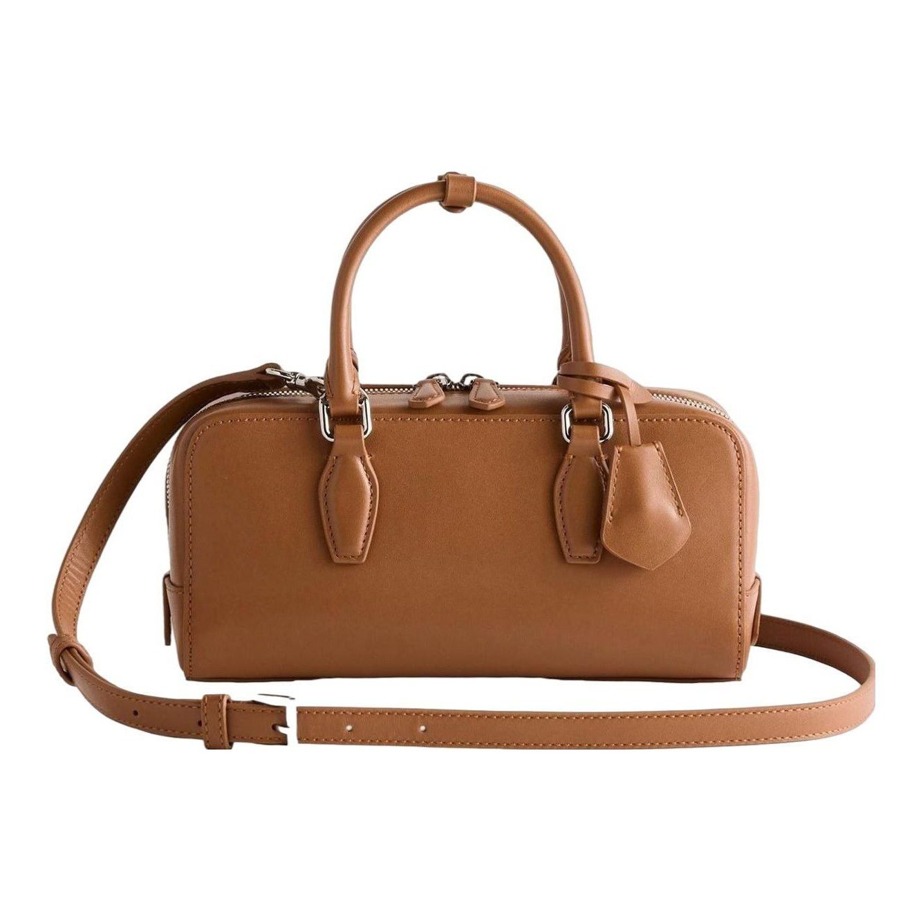 Italian Leather Mini Bowler Crossbody Satchel