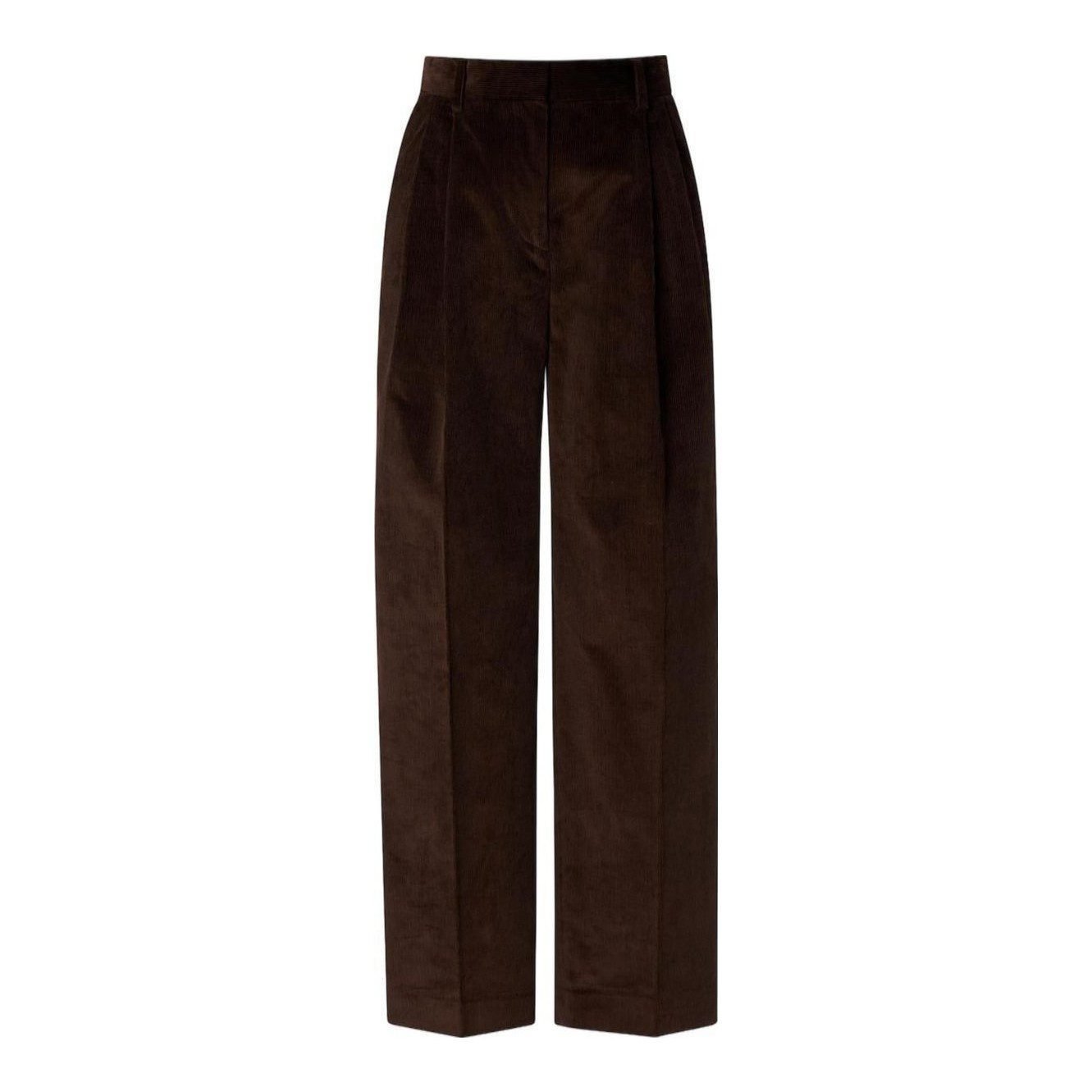 Cotton Corduroy Wide-Leg Pants (Brown)