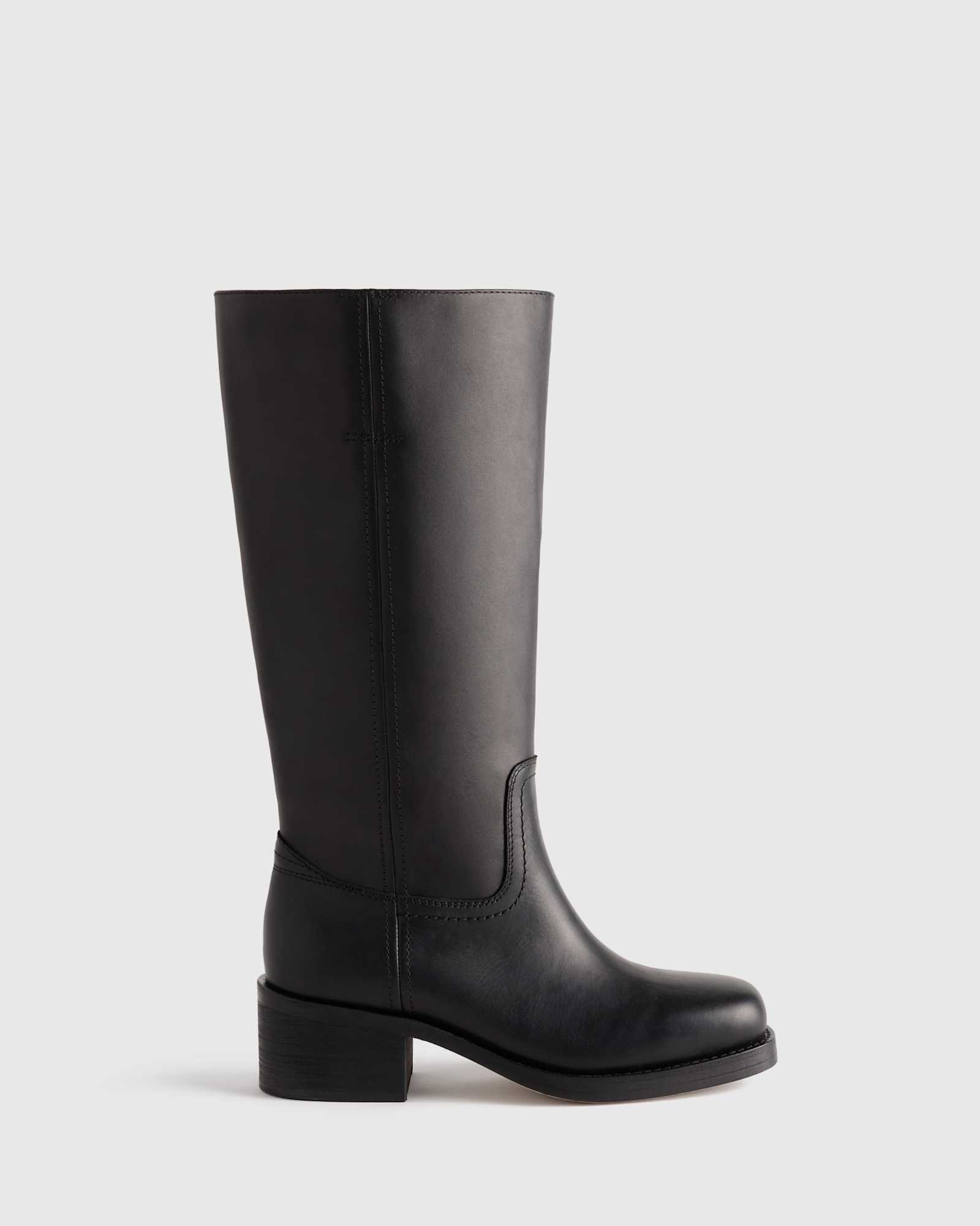 Italian Leather Block Heel Boot
