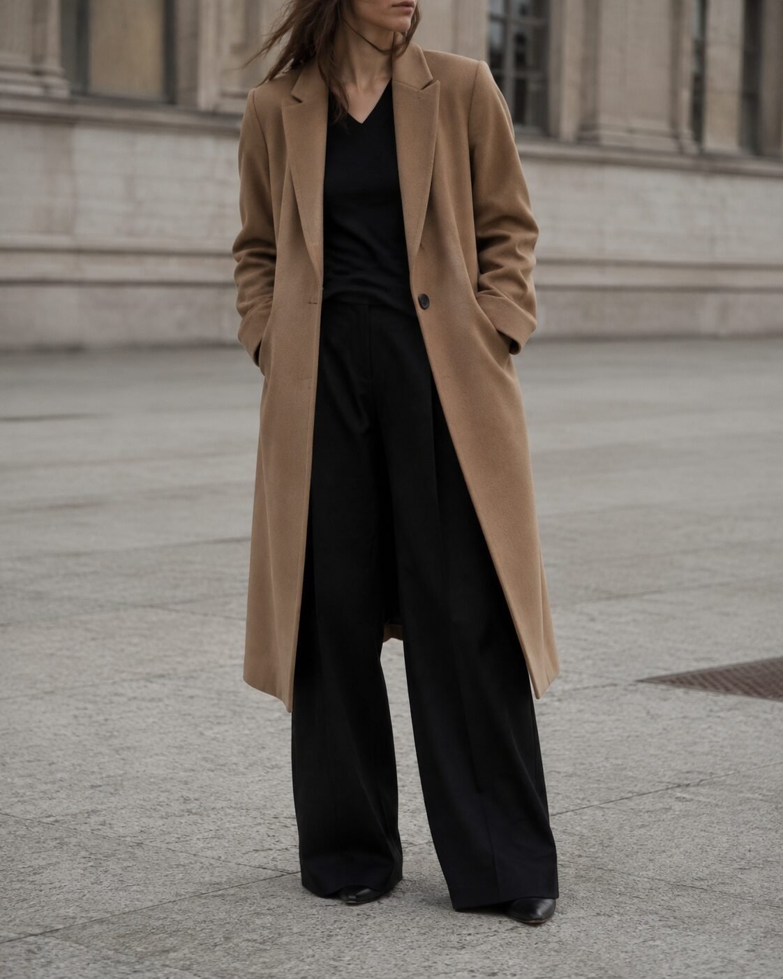 cheap christmas outfit look expensive: structured single-breasted wool coat