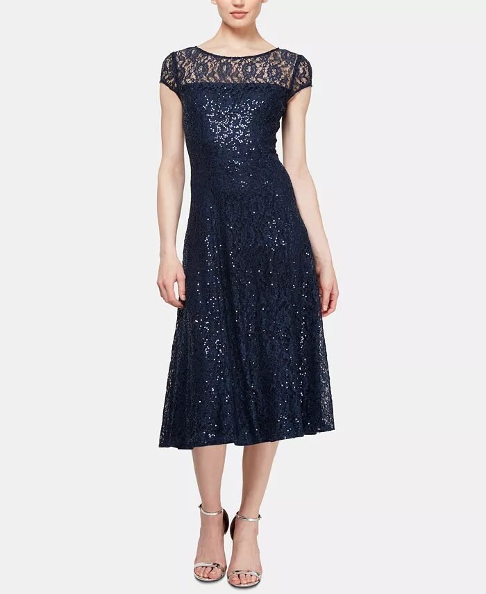 navy lace midi mother of the groom dress for a beach wedding.