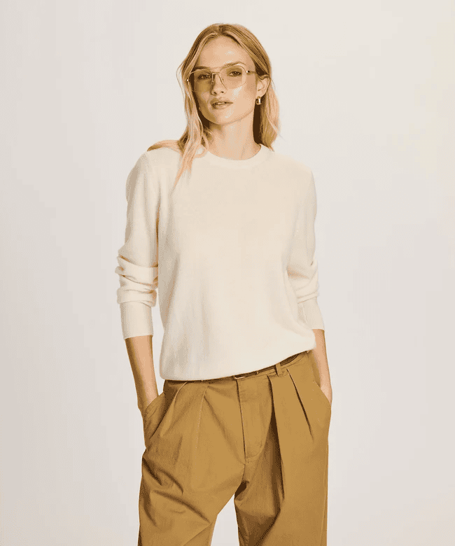 NAADAM women's classic cashmere crewneck sweater. 