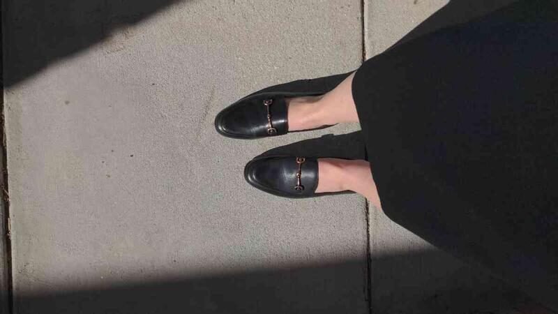 Sam Edelman Loraine black leather bit loafers for women.