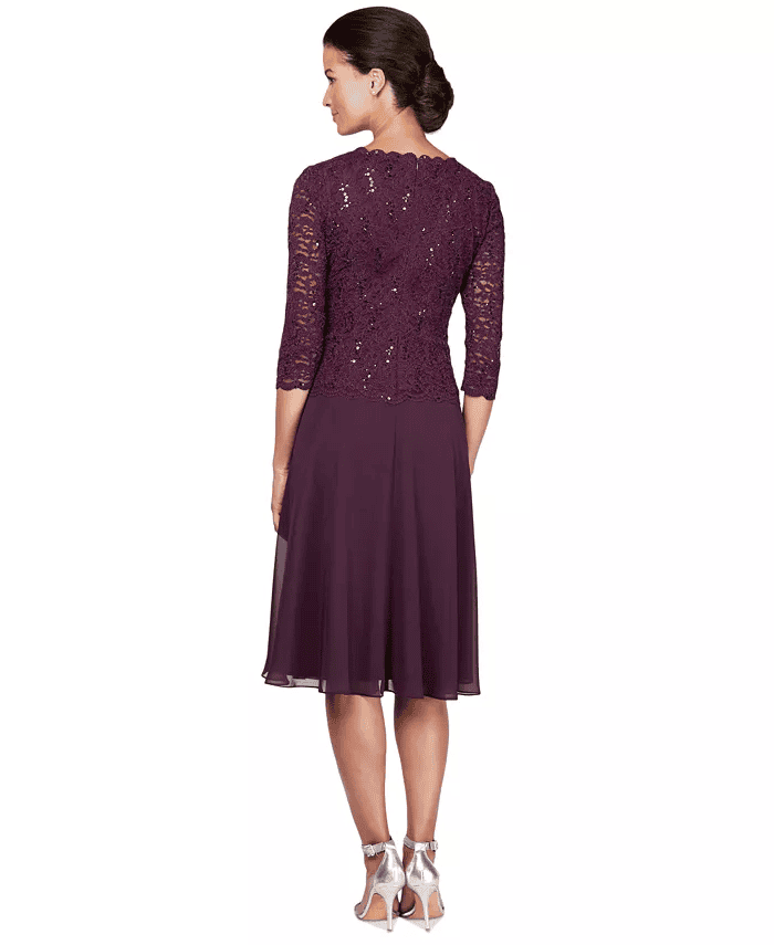 sequined lace rehearsal dinner dress for the mother of the groom.