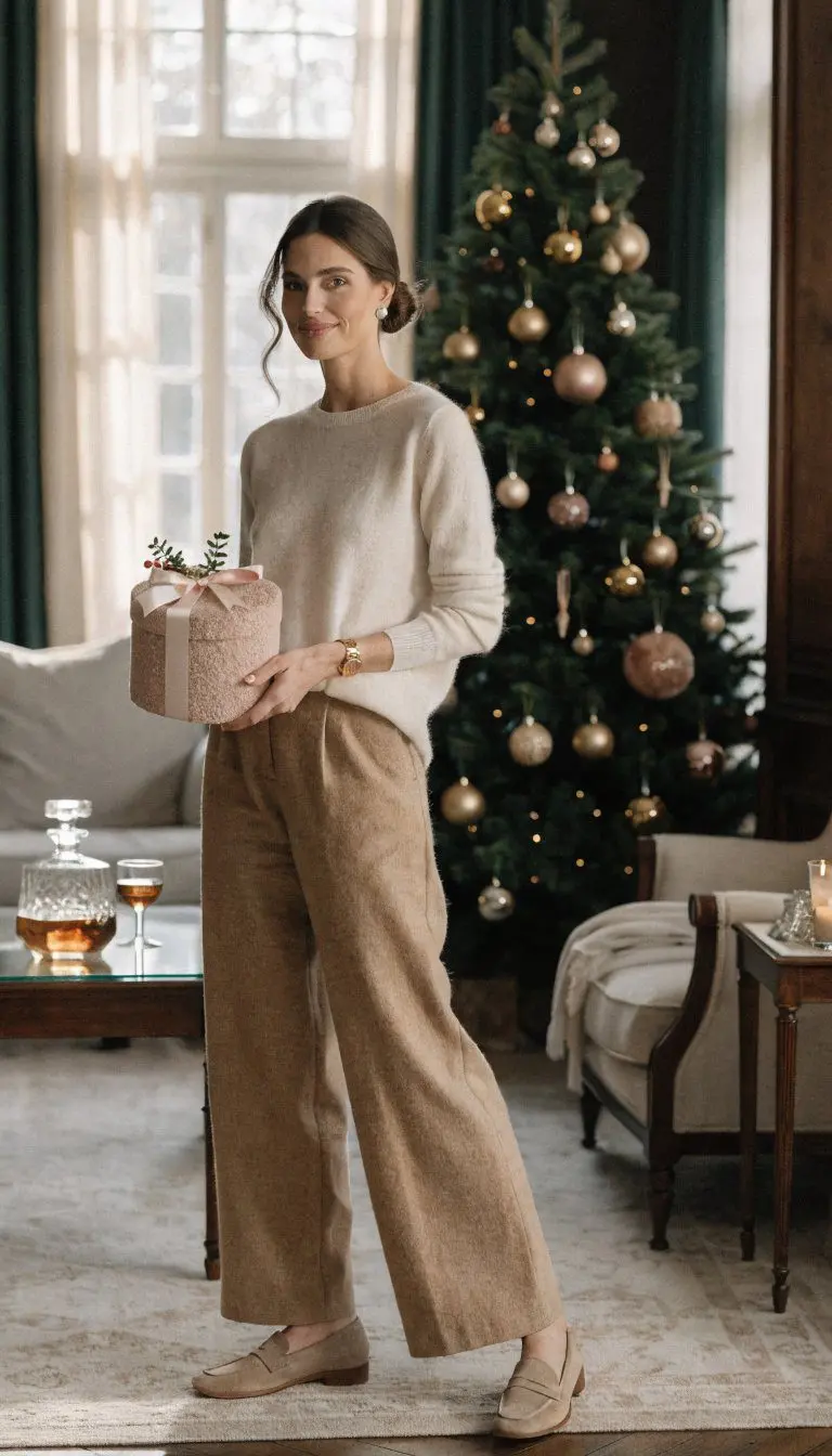 1. The Cashmere and Pearls Christmas Morning Look
