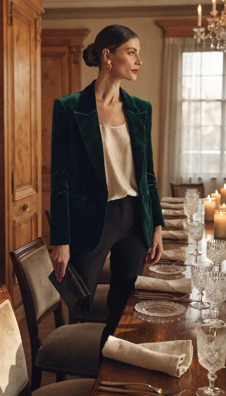 2. The Velvet Blazer Dinner Party Ensemble
