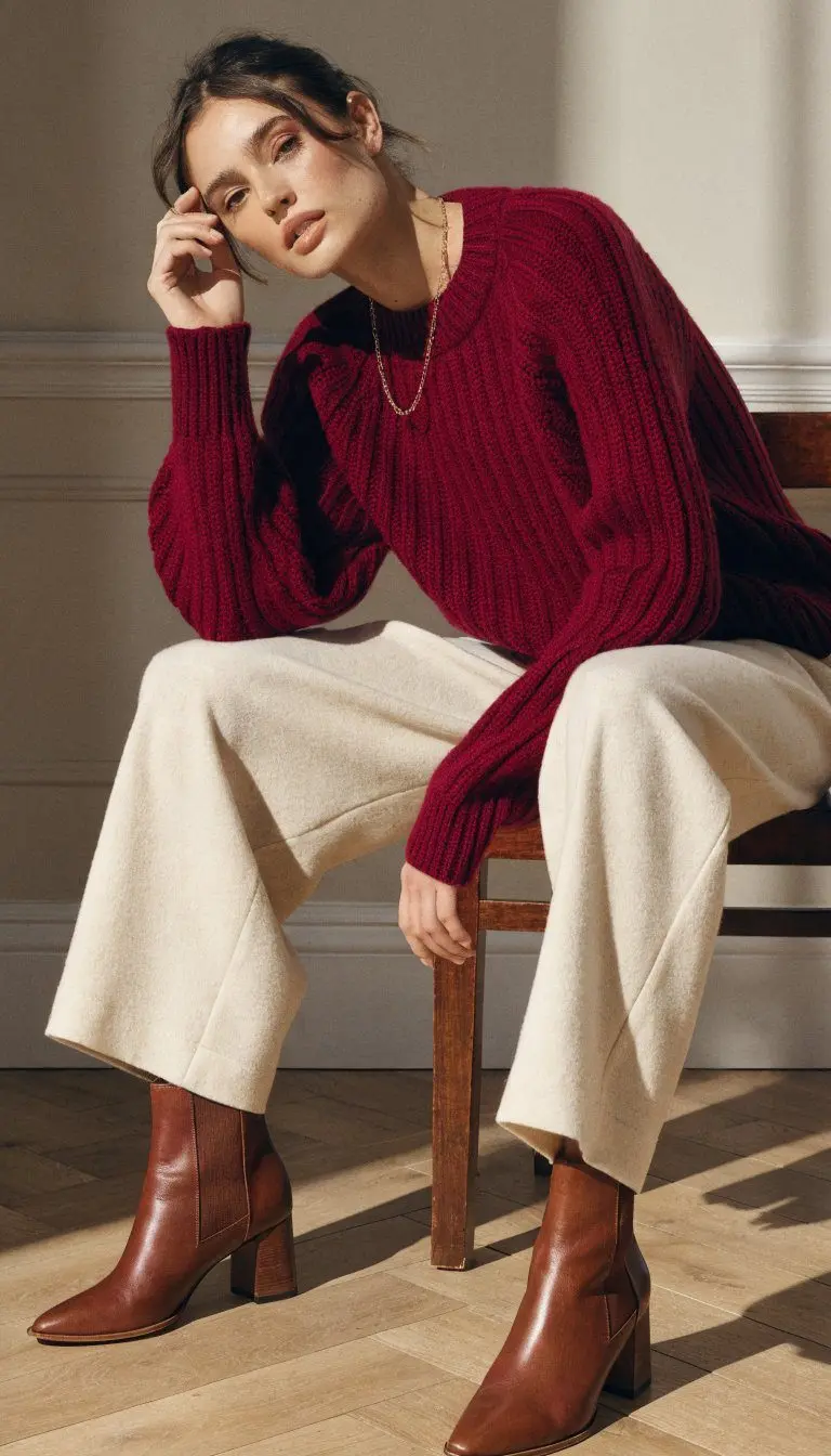 11. The Burgundy Knit That Feels Actually Festive