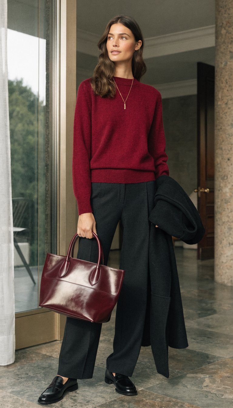 12. The Burgundy Sweater Festive Touch