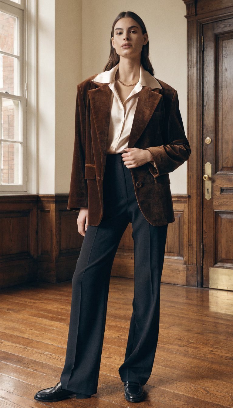 2. Chocolate Brown Velvet Moment That Screams Elegance