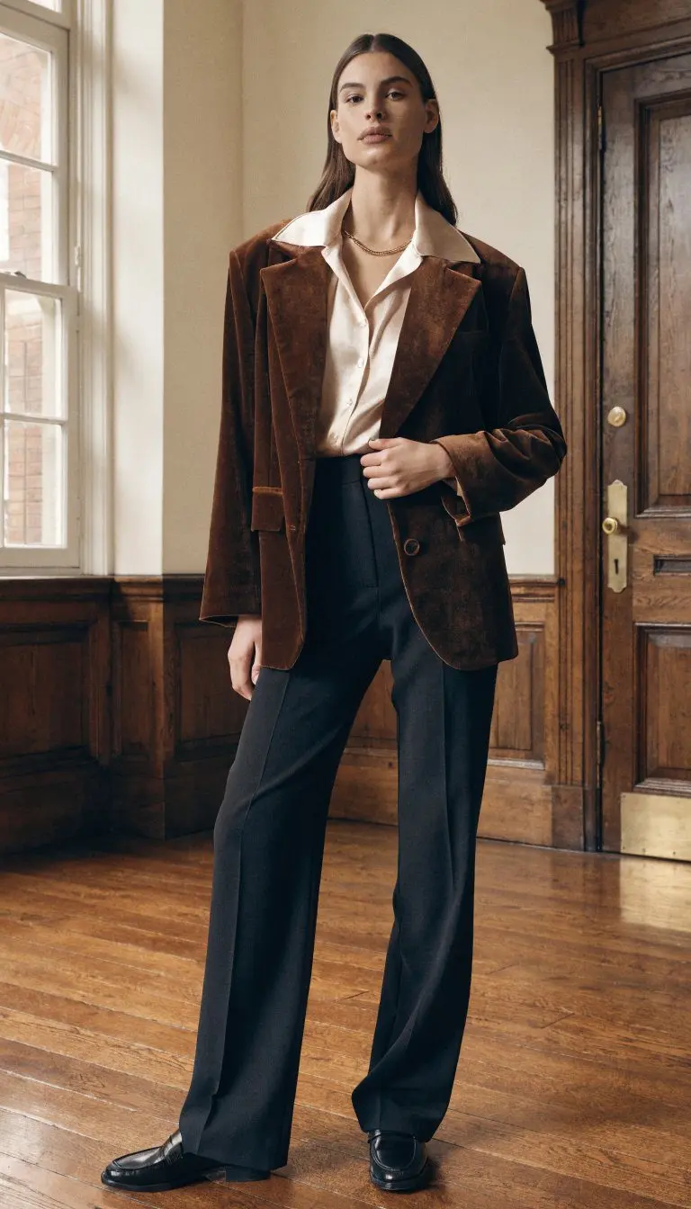 2. Chocolate Brown Velvet Moment That Screams Elegance