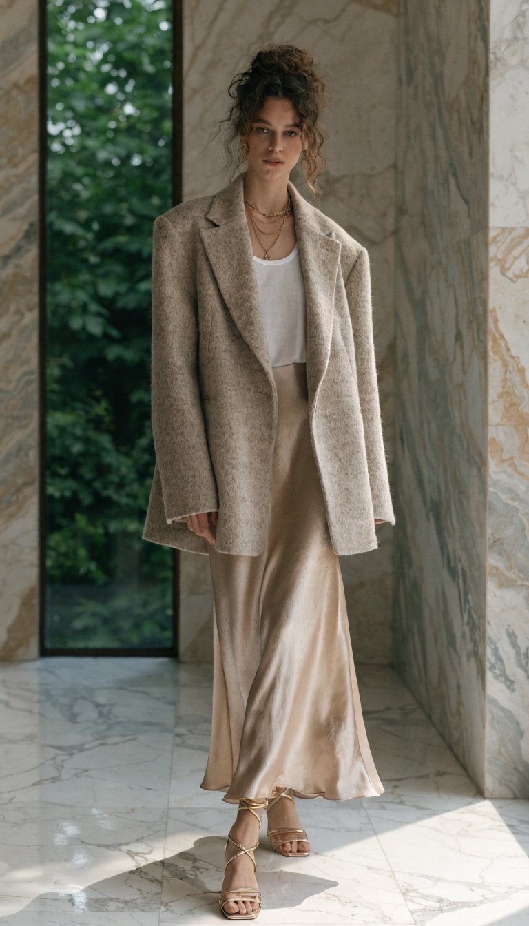 3. The Blazer and Silk Slip Skirt Combination You Need