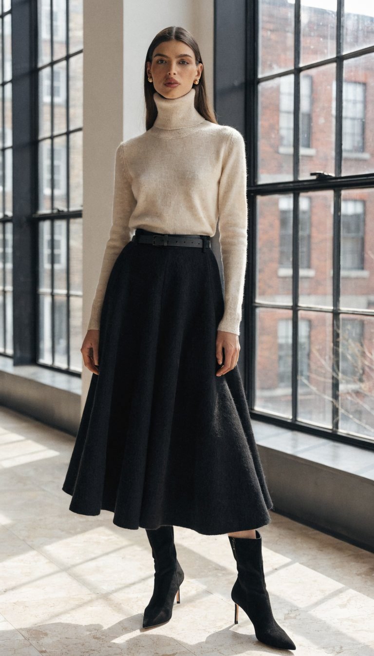 6. The Wool Midi Skirt and Turtleneck Classic