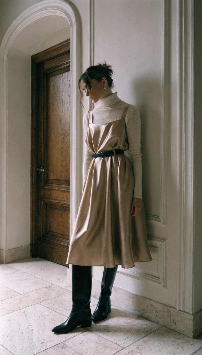 5. The Silk Slip Dress Layered to Perfection