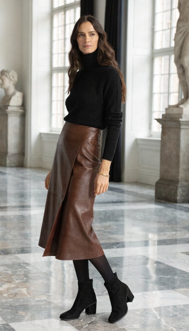 7. The Luxe Turtleneck and Midi Skirt Duo