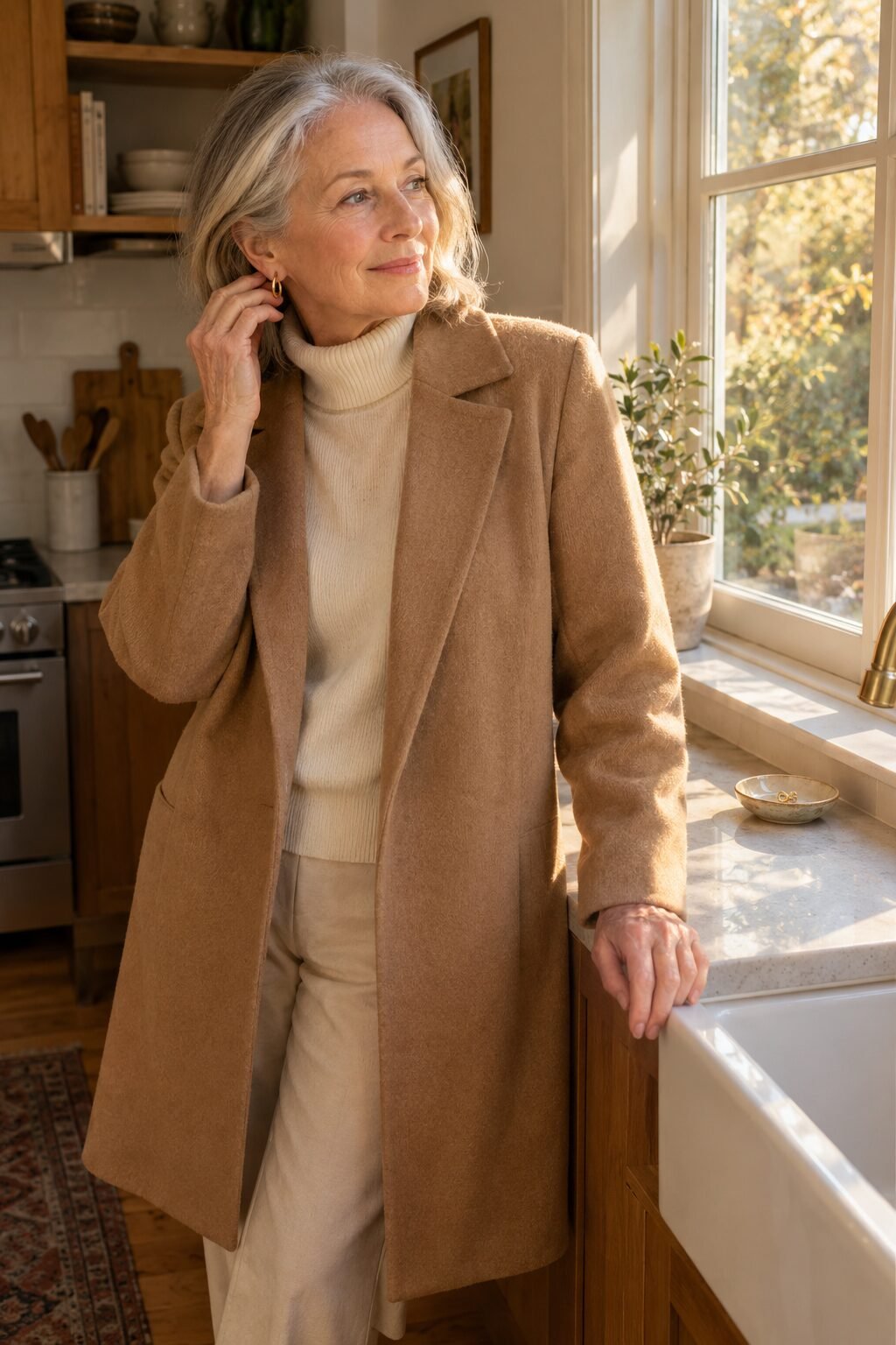 small gold hoop earrings as a finishing accessory, style tips for women in their 70s
