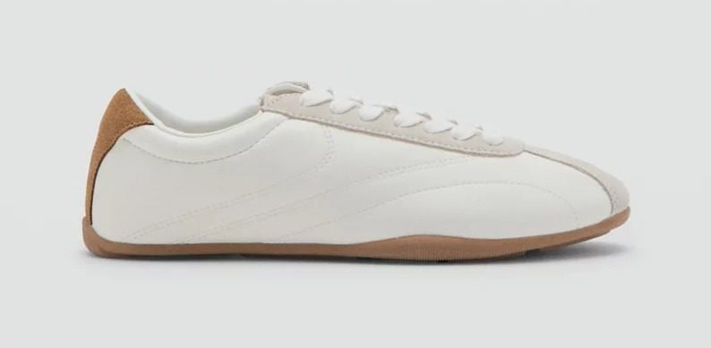 Contrasting Panel Leather Sneakers - White