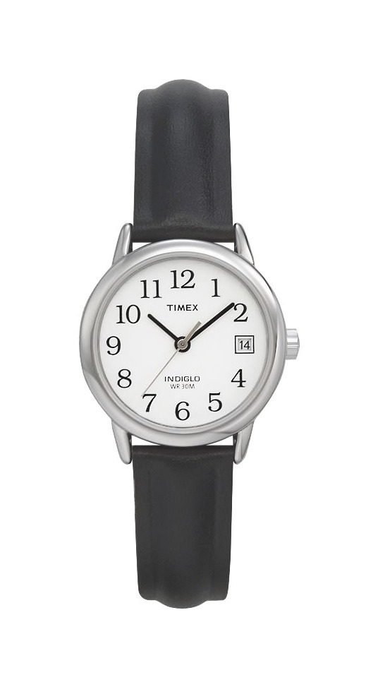 Womens Timex Easy Reader Watch with Leather Strap - Silver/Black