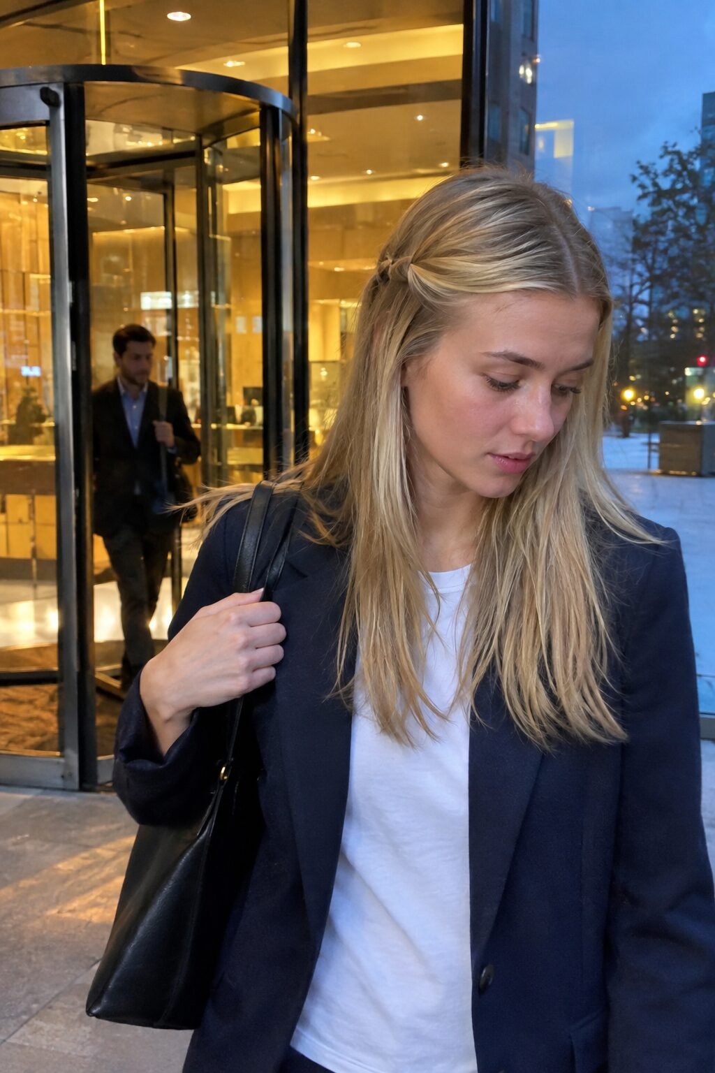 carolyn bessette hair half-up twist styled flat and undone
