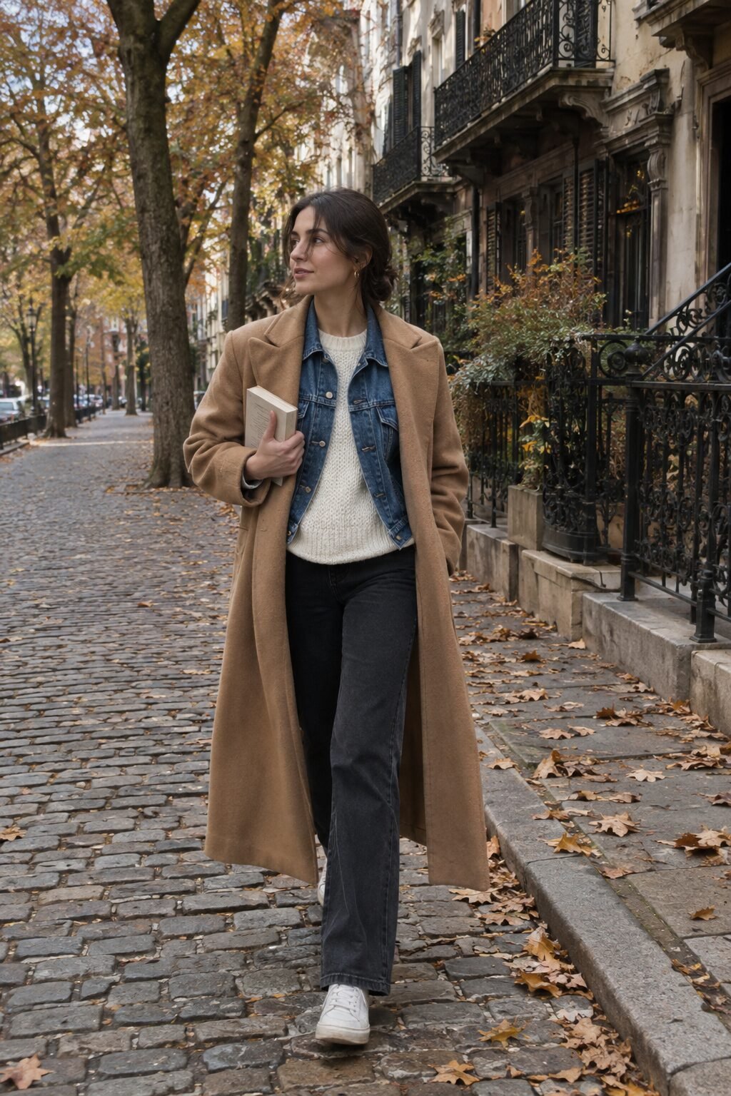 layered outfit with three distinct hem lengths, effortless layering style hack