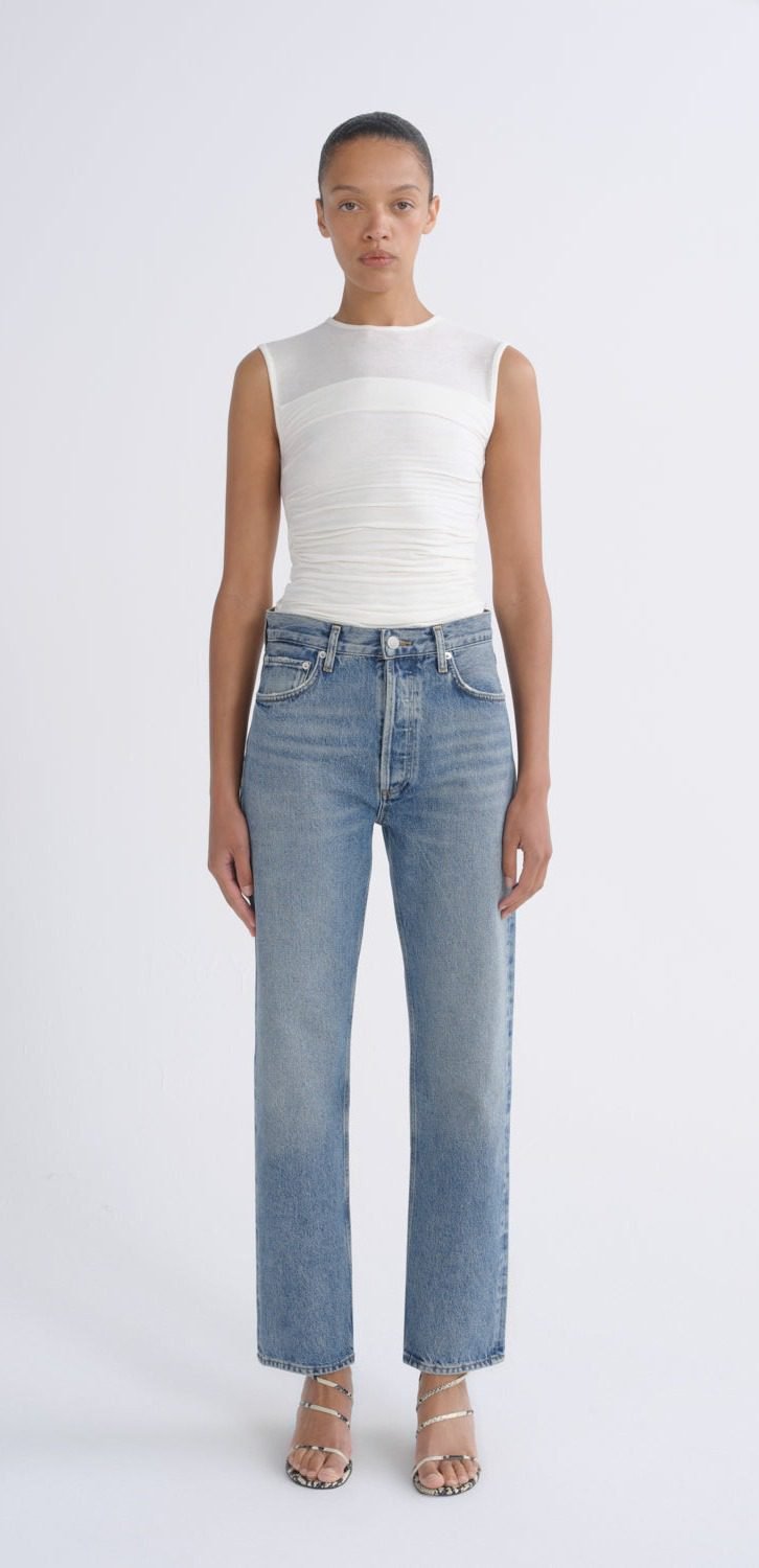 90's Pinch Waist High Rise Straight Jeans