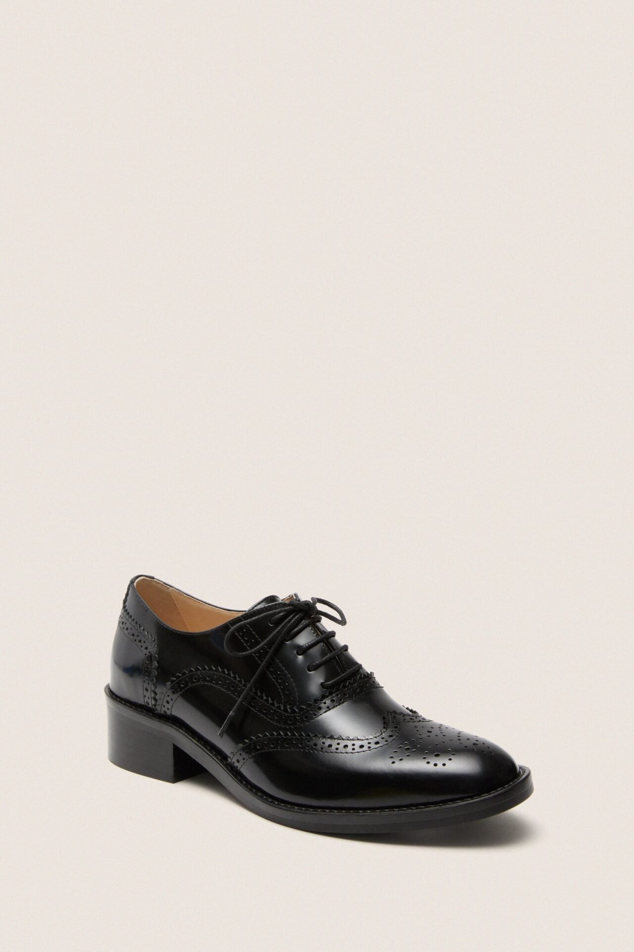 Black Leather Brogue Oxford Shoes