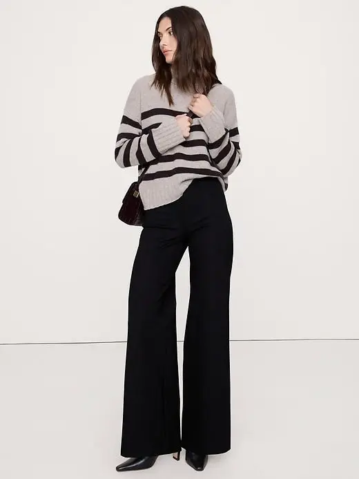 High-Rise Wide-Leg Everywhere Ponte Pull-On Pant (Black)