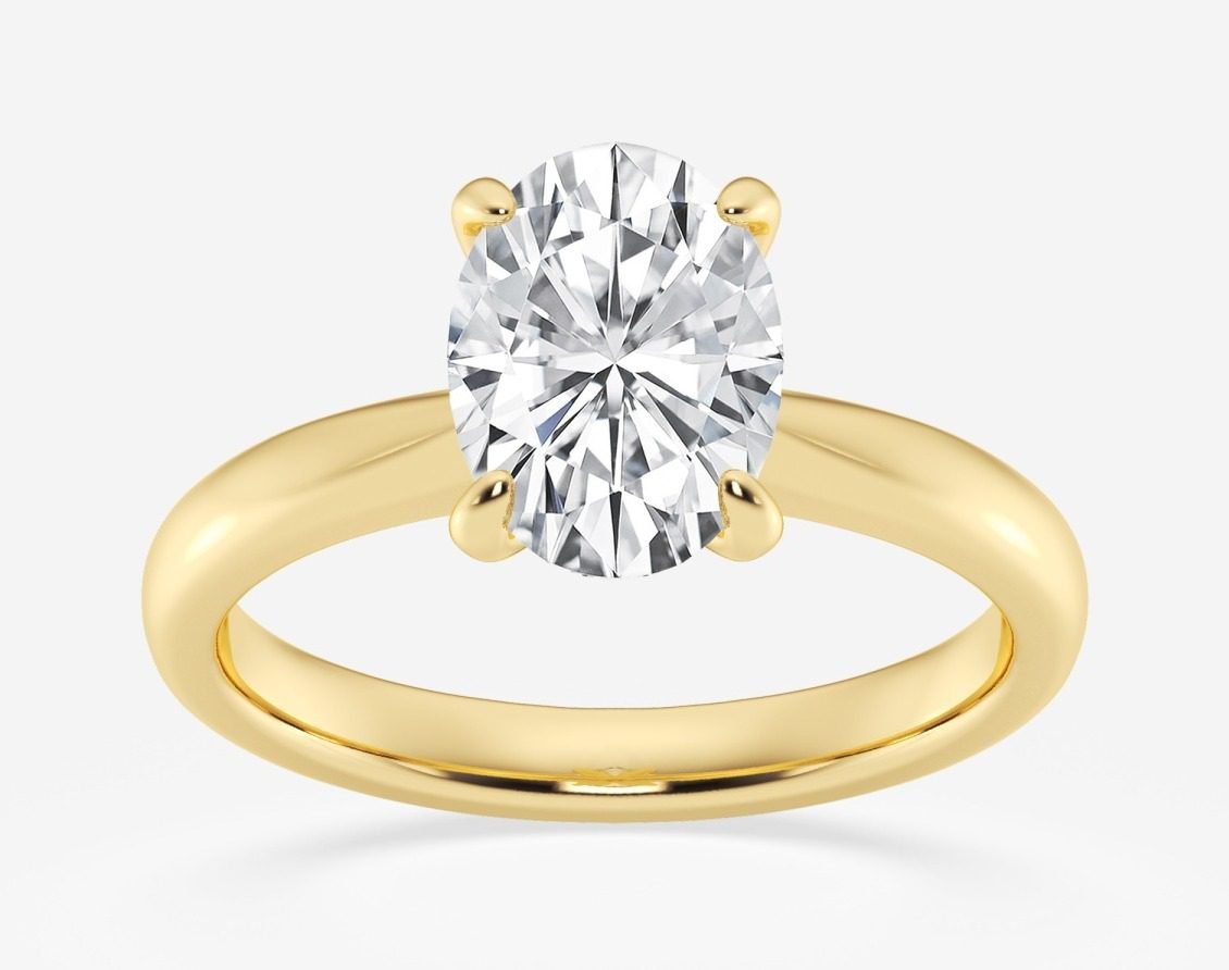 Vera Oval Lab Grown Diamond Petite Solitaire Engagement Ring