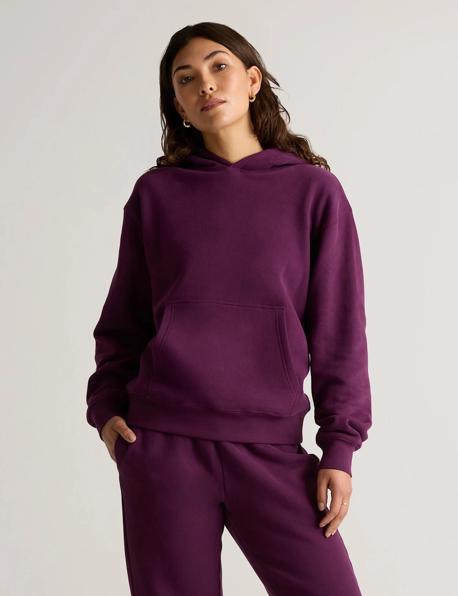 Organic Heavyweight Fleece Boyfriend Hoodie (Plum)