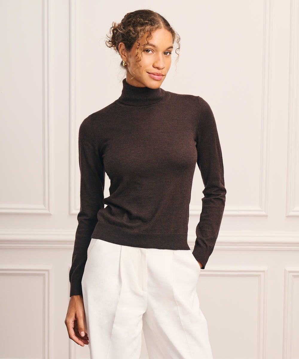 Super Fine Cashmere Classic Turtleneck Sweater (Rich Brown)