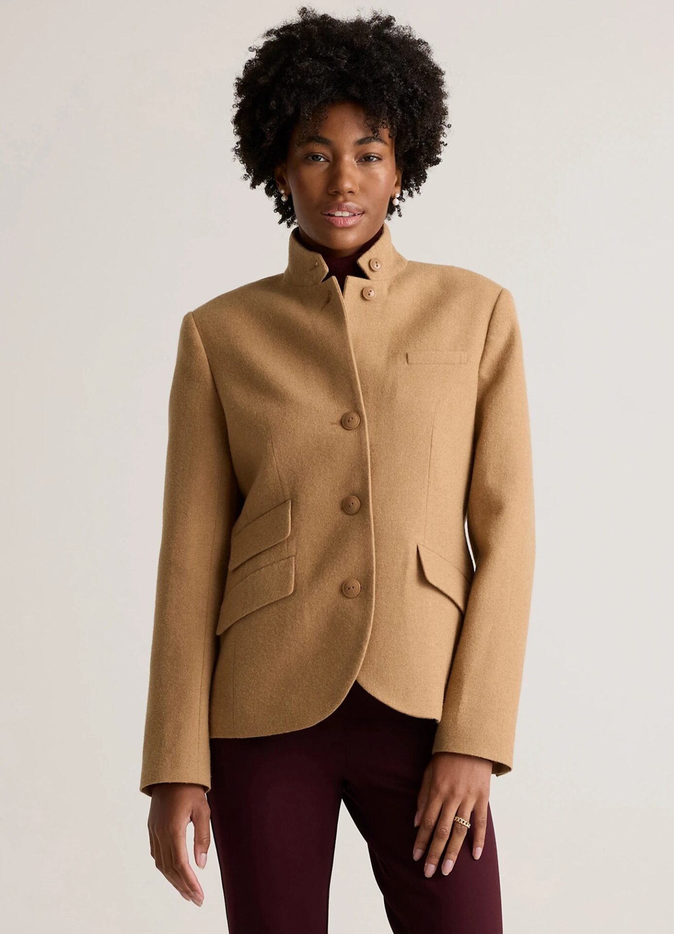 Italian Wool Stand Collar Blazer