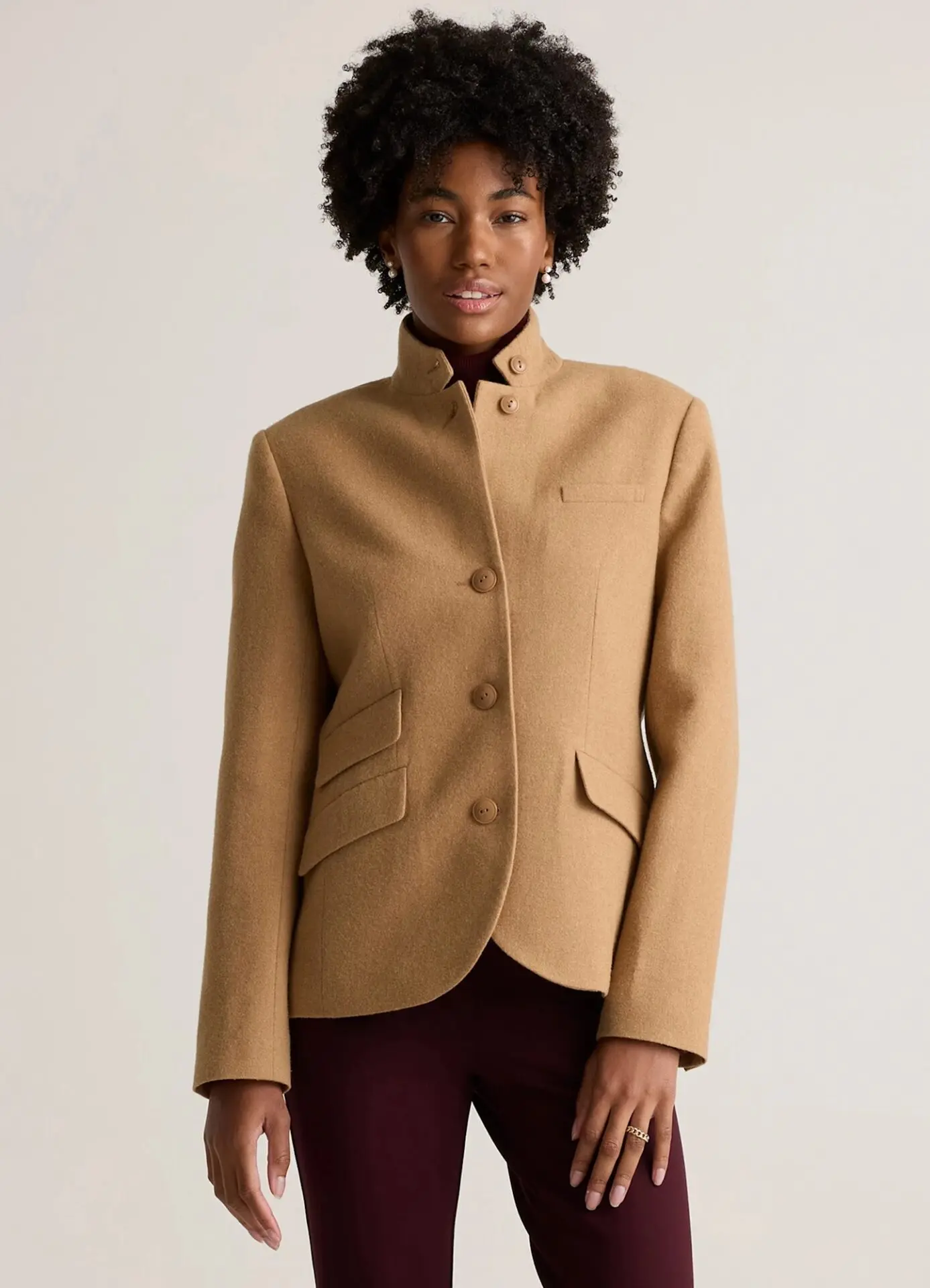 Italian Wool Stand Collar Blazer
