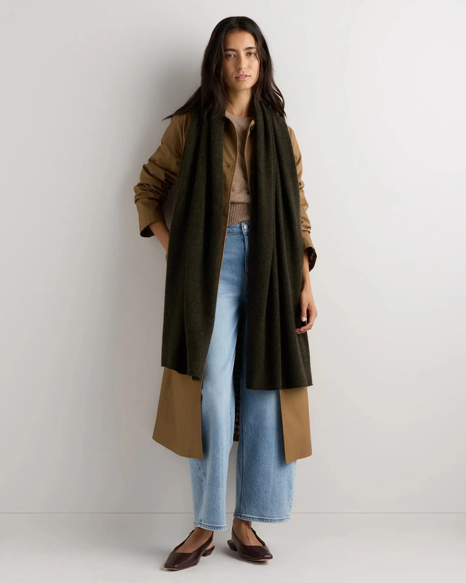 Mongolian Cashmere Wrap (Olive Twist)