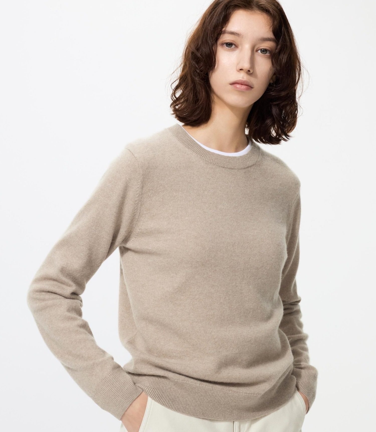 Cashmere Sweater (Crewneck), Beige