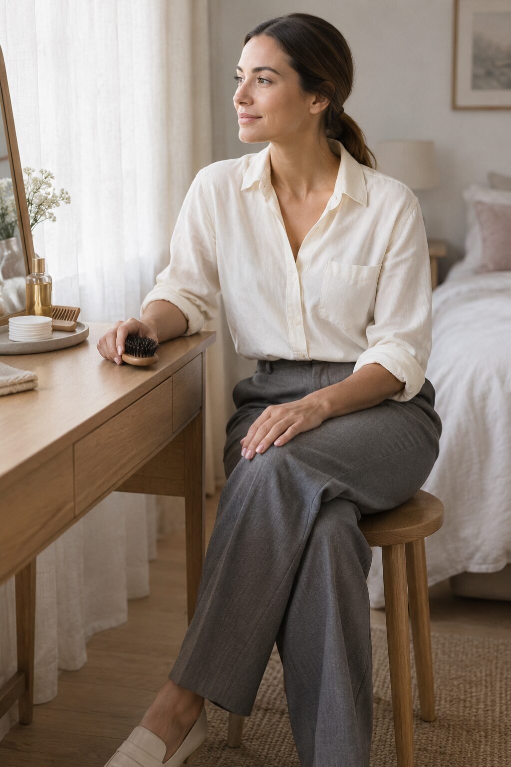 woman with neat natural hair and polished nails, understated grooming for a classy look