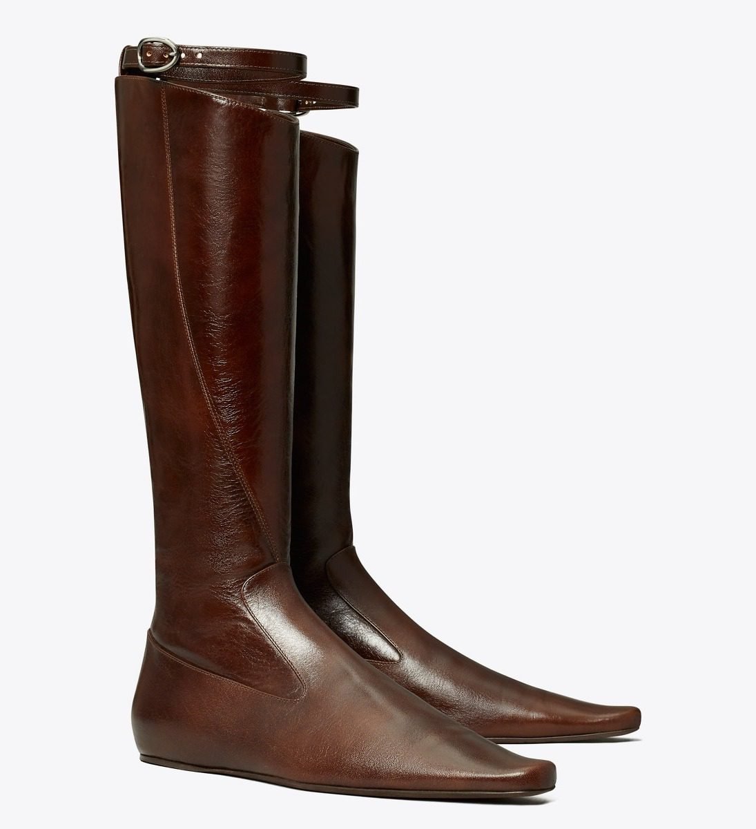 Twisted Leather Knee High Boots (Bark Brown)
